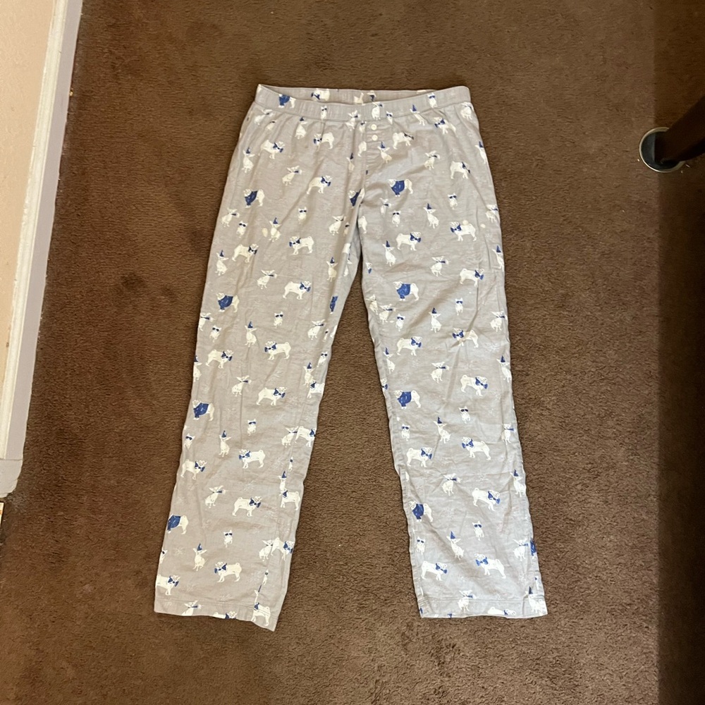 Gray Pajama Pants with Dog Print
